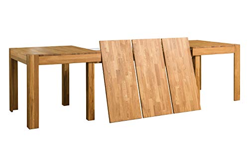 Nordic Story Mesa de Comedor Extensible XL 160-280 cm de Madera Maciza Roble, Ideal para Cocina Salon, Muebles Estilo Rustico Nordico Color (Roble Natural)