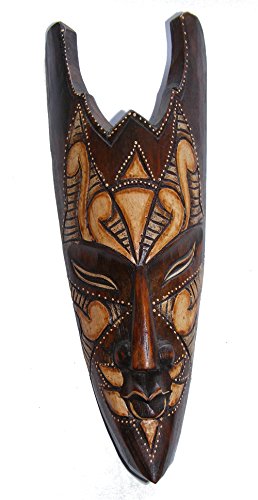 One World is Enough Máscara tribal de madera tallada a mano de estilo africano indígena de Borneo de 30 cm, comercio justo