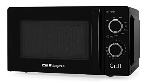 Orbegozo MIG 2131 - Microondas con grill con 20 litros de capacidad, 5 niveles de funcionamiento y 3 funciones combinadas, temporizador hasta 30 minutos, 700-900 W, Negro