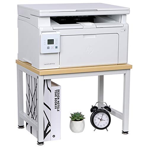 OROPY Soporte de madera para impresora con patas antideslizantes ajustables, estante organizador de almacenamiento de escritorio para máquina de fax, escáner, archivos, material de oficina, 40x28x29cm