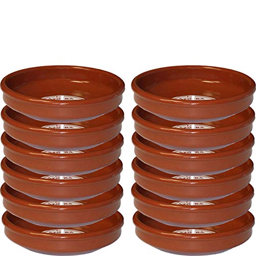 Pack de 12 cazuelas redondas de barro, diámetro exterior 19.6 cm, diámetro interior 17.7 cm, aptas para vitro y horno Pack de 12 cazuelas redondas de barro, diámetro exterior 19.6 cm, diámetro interior 17.7 cm, aptas para vitro y horno