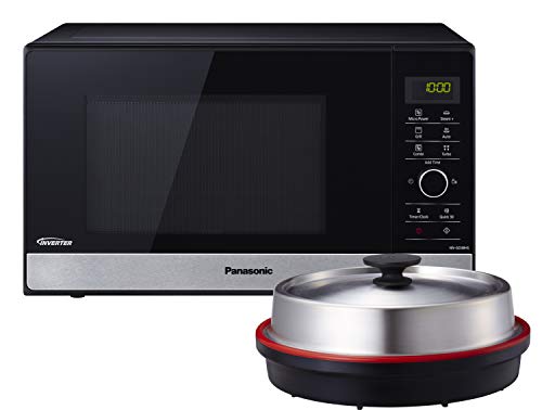 Panasonic NN-GD38HSGTG - Microondas con parrilla (1000 W, vaporera, vapor, vapor, microondas combinado, sartén para pizza, 23 L), color negro