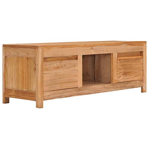 pedkit Mueble para TV de Madera Maciza de Teca Mesa de Salón Rústico Mesa de Televisión 100x30x35 cm