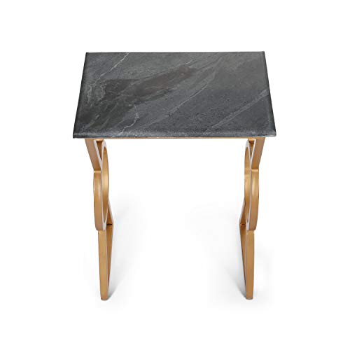 Penguin Home 3317 Mesas de café con Tapa de mármol Negro Marco de Acero de Hierro Pintado de Oro, Piedra, Dorado y Pizarra, pequeño, 33 X24 X44 cm Penguin Home 3317 Mesas de café con Tapa de mármol Negro Marco de Acero de Hierro Pintado de Oro, Piedra, Dorado y Pizarra, pequeño, 33 X24 X44 cm
