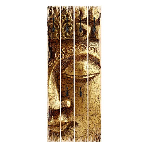 Perchero de Madera Vintage Buddha, 100x40 cm incl. Ganchos Negro Perchero de Madera Vintage Buddha, 100x40 cm incl. Ganchos Negro