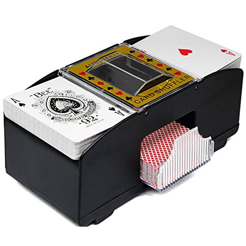 Ponacat Juego de barajador de cartas, eléctrico automático, funciona con pilas, 2 dispensadores de baraja estándar para póquer, comodidad fácil de usar