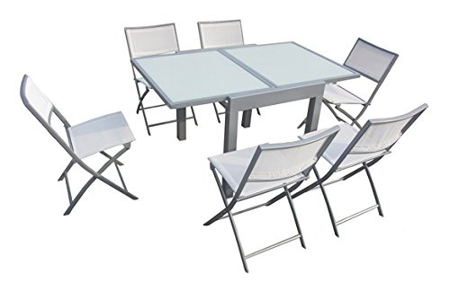 Quality ferreteria Plus M279699 - Mesa Cuadrada Extensible de Aluminio sobre de Cristal Quality ferreteria Plus M279699 - Mesa Cuadrada Extensible de Aluminio sobre de Cristal