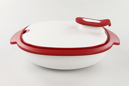 Recipiente Thermo-Duo de Tupperware, de 1,3 l, colores rojo y blanco, mantiene la comida caliente, Iso-Duo 17011