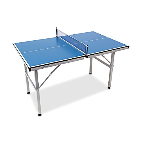 Relaxdays Mesa Ping Pong Exterior Plegable con Red, Madera-Metal, Azul, 75 x 75 x 125 cm