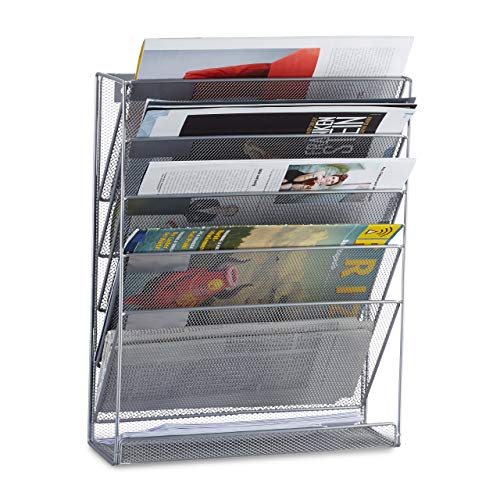Relaxdays Revistero de Pared, Metal, Plateado, 10.5x32.5x40.5 cm Relaxdays Revistero de Pared, Metal, Plateado, 10.5x32.5x40.5 cm