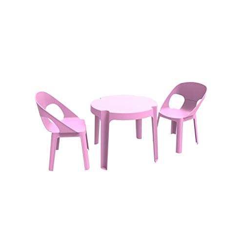 resol Rita set infantil de 2 sillas y 1 mesa para interior, exterior, jardín - color rosa
