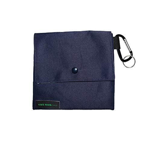 SAFE MASK BAG Bolso Porta Mascarillas Cuadrado (Azul Marino con Interior Dibujo Variado)