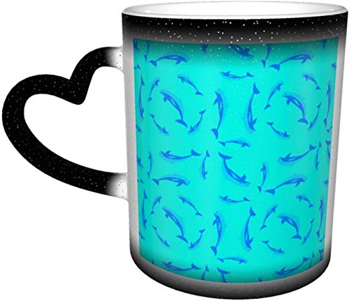 Sage Wod Dolphin Pod Taza sensible al calor que cambia de color en el cielo Tazas de café Taza de cerámica Regalos personalizados para amantes de la familia Amigos