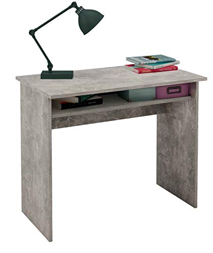 Samblo Sora Escritorio con balda Gris Cemento, Melamina, 90cm Ancho Samblo Sora Escritorio con balda Gris Cemento, Melamina, 90cm Ancho