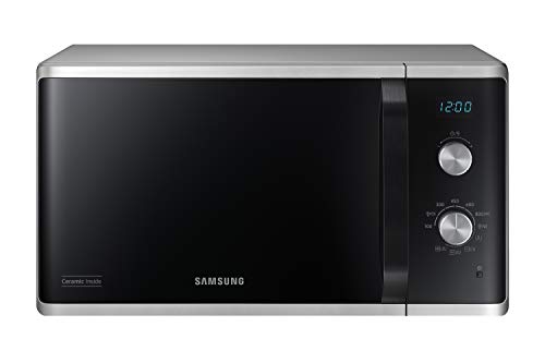 Samsung MG23K3614AS/EG Microondas con grill / 23 litros de espacio de cocción / 800 W/Gran elemento de parrilla para un bronceado uniforme/Interior de esmalte cerámico resistente a los arañazos