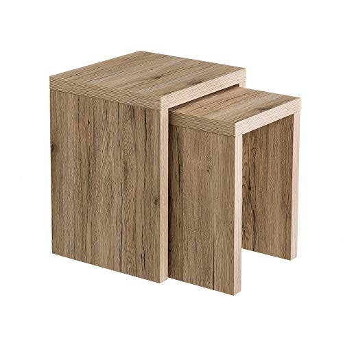 Set de 2 mesitas Nido de Madera MDF nórdicas Beige - LOLAhome