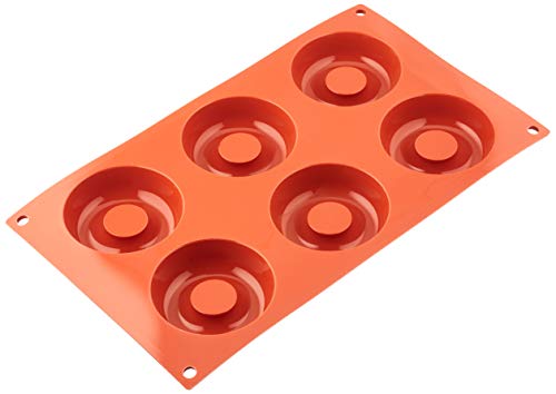 SF012 Molde de Silicona, 6 cavidades con Forma de savarin, Color Terracota