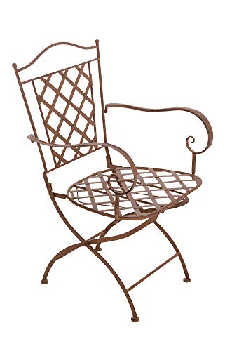 Silla de Jardín Adara en Hierro Forjado | Silla de Exterior Metálica con Reposabrazos | Silla de Terraza con 93cm de Altura | Color:, Color:Antiguo marrón Silla de Jardín Adara en Hierro Forjado | Silla de Exterior Metálica con Reposabrazos | Silla de Terraza con 93cm de Altura | Color:, Color:Antiguo marrón