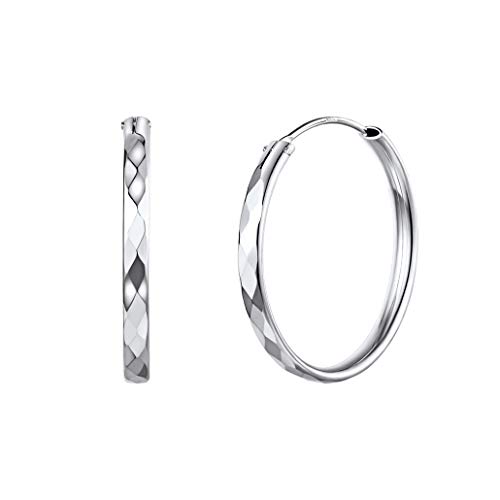 Silvora Pendientes Medianos de Aros Plata de Ley 30mm Pendientes de Plata para mujer Novia Madre Silvora Pendientes Medianos de Aros Plata de Ley 30mm Pendientes de Plata para mujer Novia Madre