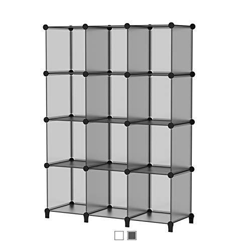 SIMPDIY Storage Cubos modulares 12 Cubos Gris (124x93x30cm) Organizador portátil de plástico Estantería Estante Estante…