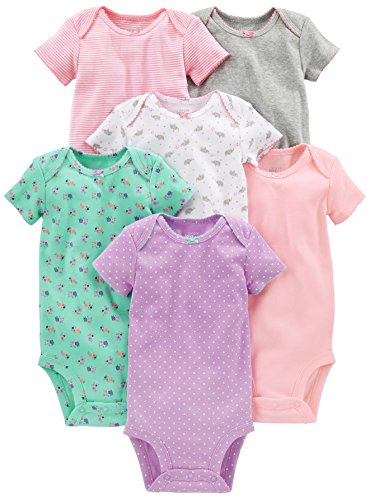 Simple Joys by Carter's Infant-and-Toddler-Bodysuits, Pink/Gray/Mint, 6-9 Meses