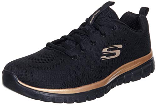 Skechers - Zapatillas deportivas - Modelo Graceful Get Connected Black Rose Gold - Zapatillas de mujer - Material tela negra - Modelo n. 12615 BKRG Negro Size: 41 EU