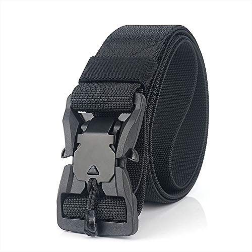 S.Lux Cinturóns de Nylon Elástico, Cinturón de Hebilla Magnética Material Suave y cómodo 1000D de Cintura de Correas, Doble Ranura para Tarjetas de Caza Ejecución del ejército (Negro)