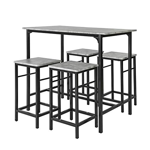 SoBuy Set Mesa Alta de Bar y 4 Taburetes OGT11-HG,ES (4 sillas) SoBuy Set Mesa Alta de Bar y 4 Taburetes OGT11-HG,ES (4 sillas)