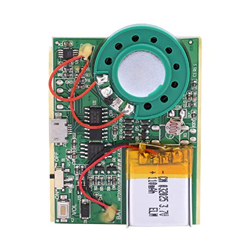 Socobeta Módulo de Voz USB Música Chip de grabación de Sonido 1W 4M con batería de Litio Recargable(Control fotosensible)