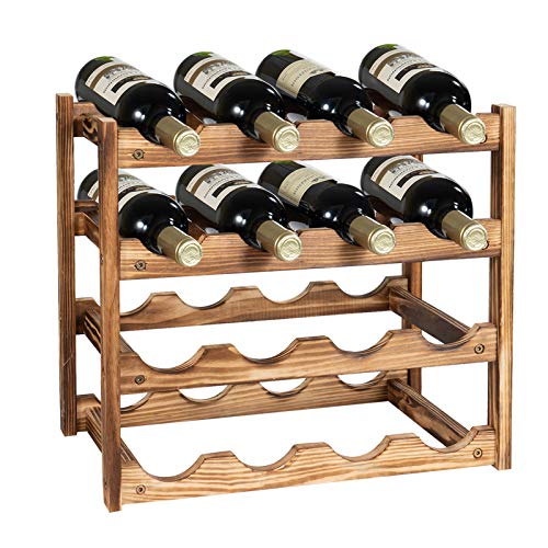 Sopresy - Botellero de madera con 4 niveles para hasta 16 botellas, pequeño soporte para botellas de vino, botellas, botellas, botellas, soporte para bodega, hostelería