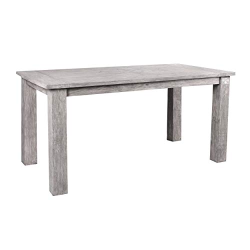 STRANDGUT07 - Mesa de jardín de madera de teca, aproximadamente 150 x 75 x 75 cm, gris lavado