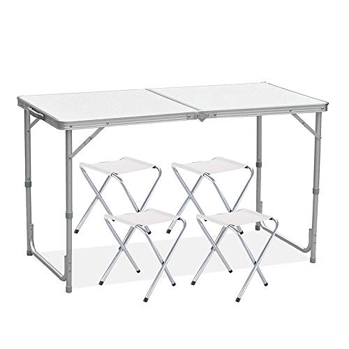 Sunreal Mesa de Camping Plegable de 122 cm, Altura Ajustable, Ultraligera, Durable, para jardín, Fiesta, Barbacoa, Trabajo o Trabajo en casa, Mesa Plegable con taburetes, Interior y Exterior Sunreal Mesa de Camping Plegable de 122 cm, Altura Ajustable, Ultraligera, Durable, para jardín, Fiesta, Barbacoa, Trabajo o Trabajo en casa, Mesa Plegable con taburetes, Interior y Exterior