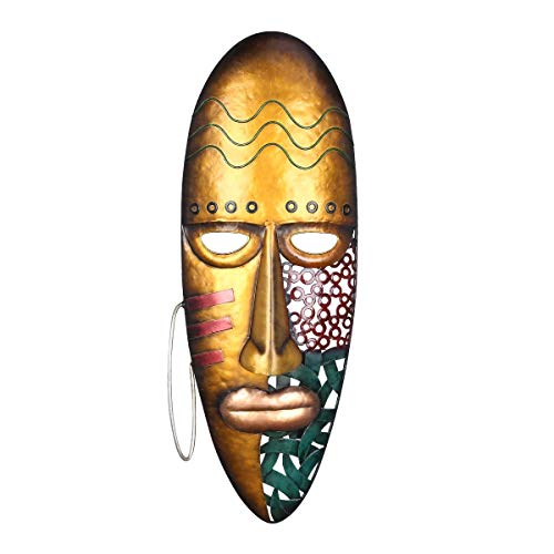 SUPERHUA Máscara Facial Africana Arte Colgante de Pared Máscara de Hierro Decoración de Pared Cultura Tribal Africana Decoración del hogar o del jardín Colorido