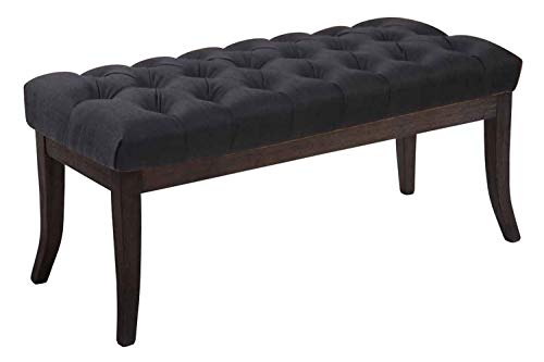 Taburete Pie De Cama Ramses En Tela | Banqueta Altura De Asiento: 46 cm | Banco De Entrada con Base En Madera Oscura Antigua I Color:, Color:Negro, Tamaño:100 cm