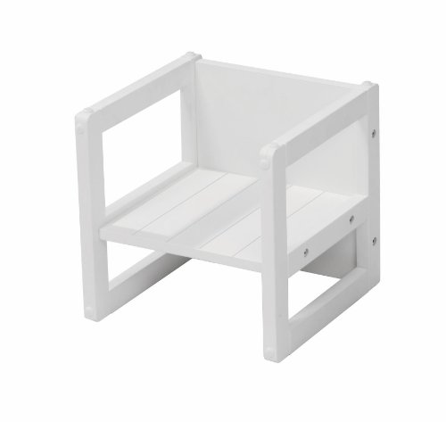 Taburete roba para niños en estilo country, taburete reversible con 3 alturas de asiento, blanco Taburete roba para niños en estilo country, taburete reversible con 3 alturas de asiento, blanco