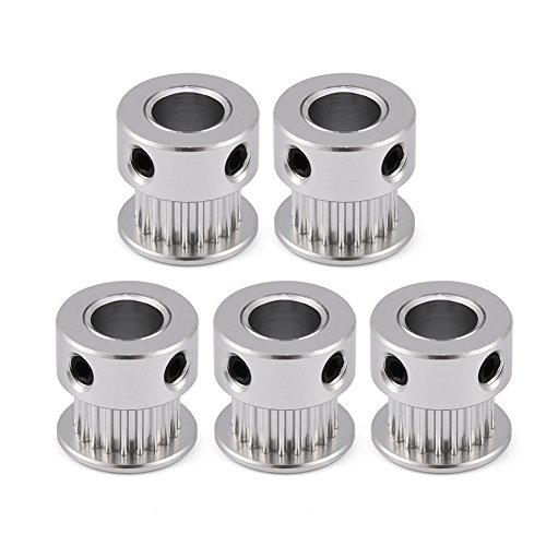 Tangxi Equipo 3D 8 mm/5 mm, 5 PCS GT2 Polea 20/16 Dientes 8 mm Diámetro de Aluminio Polea de sincronización para Impresora 3D Correa de 6 mm de Ancho(20 Dientes 8MM)