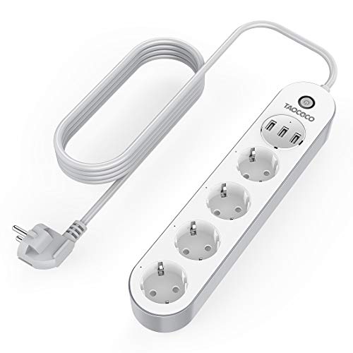 TAOCOCO Regleta inteligente, Smart Power Strip con 4 zócalos y 3 USB, Admite control por voz/Control remoto/Temporizador para la aplicación/Compatible con Alexa Google Home e IFTTT Multiplex Smart