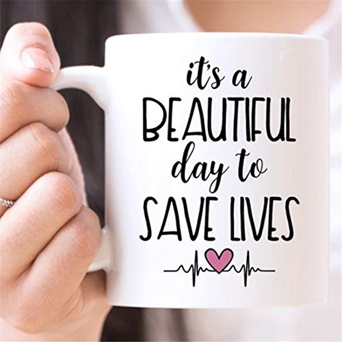 Taza de café | It's A Beautiful Day to Save Lives | Taza divertida | Taza de anatomía de Grey | Taza de enfermera | Regalo para médicos | Regalo para enfermeras