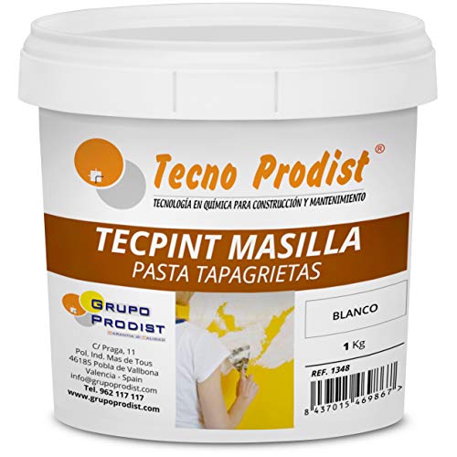 TECPINT MASILLA PARED de Tecno Prodist - 1 Kg (BLANCA) Masilla de relleno pared - Pasta Tapagrietas para reparar o tapar fisuras - Lista para usar - Calidad Profesional TECPINT MASILLA PARED de Tecno Prodist - 1 Kg (BLANCA) Masilla de relleno pared - Pasta Tapagrietas para reparar o tapar fisuras - Lista para usar - Calidad Profesional