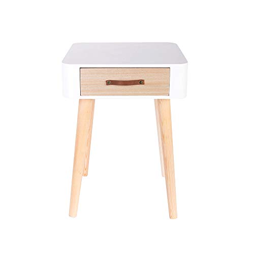 THE HOME DECO FACTORY HD3739 MESITA Noche, Madera, Blanco, 35x35x48 cm THE HOME DECO FACTORY HD3739 MESITA Noche, Madera, Blanco, 35x35x48 cm