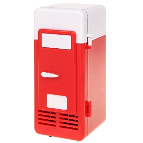 ThreeH Mini refrigerador del USB Refrigerador Bebidas Latas Refrigerador más frío/Caliente para el hogar y la Oficina UF05,Red