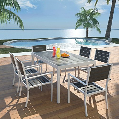 Tidyard Conjunto de Mesa y 6 Sillas de Jardín,Conjunto de Muebles de Jardín 7 Piezas para Jardín Terraza Patio,Aluminio y WPC Negro Tidyard Conjunto de Mesa y 6 Sillas de Jardín,Conjunto de Muebles de Jardín 7 Piezas para Jardín Terraza Patio,Aluminio y WPC Negro