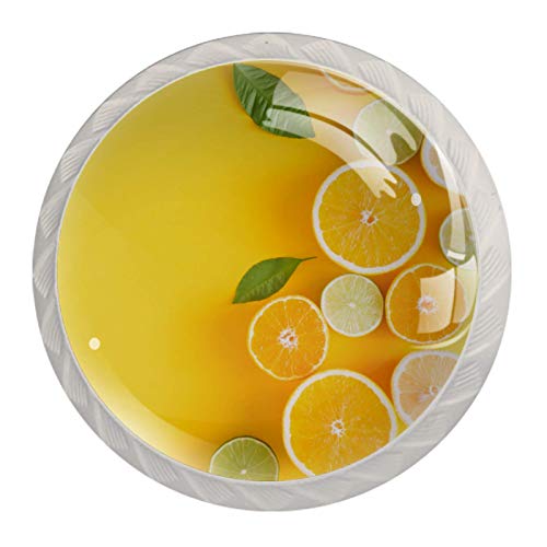 Tirador de manijas de cajón para el hogar, cocina, tocador, armario,Frutas tropicales de verano con hojas de pomelo naranja mandarina limón