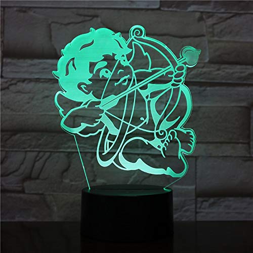 Tiro Con Arco Mítico Eros 16 Colores Lámpara De Mesa, Luz De Noche Diseño 3D Regalo Control Cambio Colores Óptica Iluminación Habitación Decoración Nocturna Navidad Led Festivo Optica Regalo Juego 3D