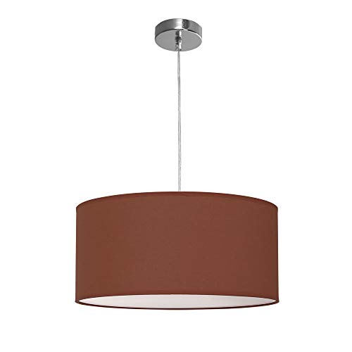 TODOLAMPARA - lampara colgante de tela modelo Nicole color marrón chocolate 3 bombillas E27 50cm diametro altura regulable