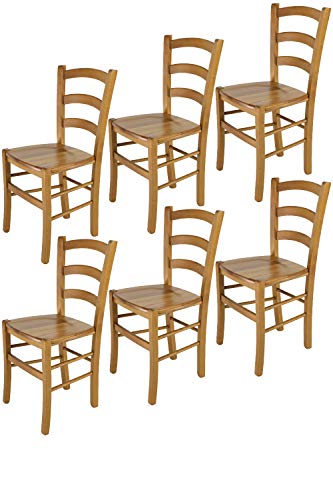 Tommychairs - Set 6 sillas Venice para Cocina y Comedor, Estructura en Madera de Haya Color Roble y Asiento en Madera Tommychairs - Set 6 sillas Venice para Cocina y Comedor, Estructura en Madera de Haya Color Roble y Asiento en Madera