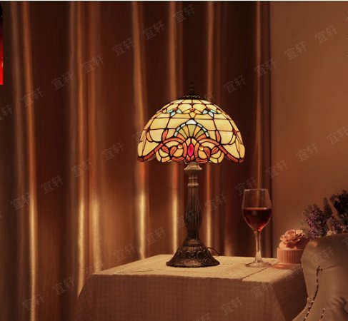 TOYM UK- Tiffany l¨¢mpara de mesa l¨¢mpara de cabecera del dormitorio sala de estar de estilo europeo caf¨¦ cuarto de televisi¨®n matrimonio l¨¢mpara de mesa de la iluminaci¨®n del jard¨ªn barroco
