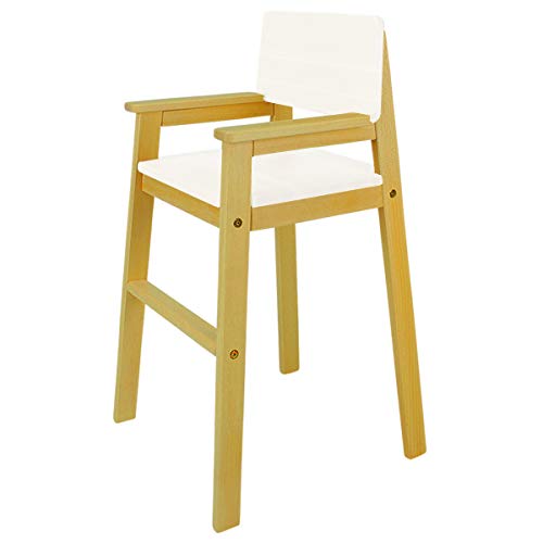 Trona infantil de madera maciza de haya, color nogal y blanco, para mesa de comedor, silla alta para niños, estable y fácil de limpiar, muchos colores posibles.