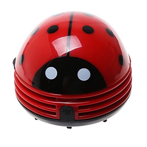 Txyk Mini Aspirador de Polvo de Limpiador del Escritorio de Diseño de Estampado de Mariquita Roja 10.5x8.5x7cm