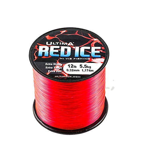 ULTIMA HI Viz Red Ice & LO Viz Black Ice - Hilo de Pesca (monofilamento (Bobina de 4oz, 5,5 kg hasta 0,32 mm), Color Rojo